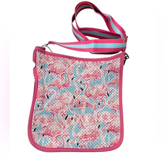 NWT Simply Southern Flamingo neoprene crossbody bag - Picture 3 of 7